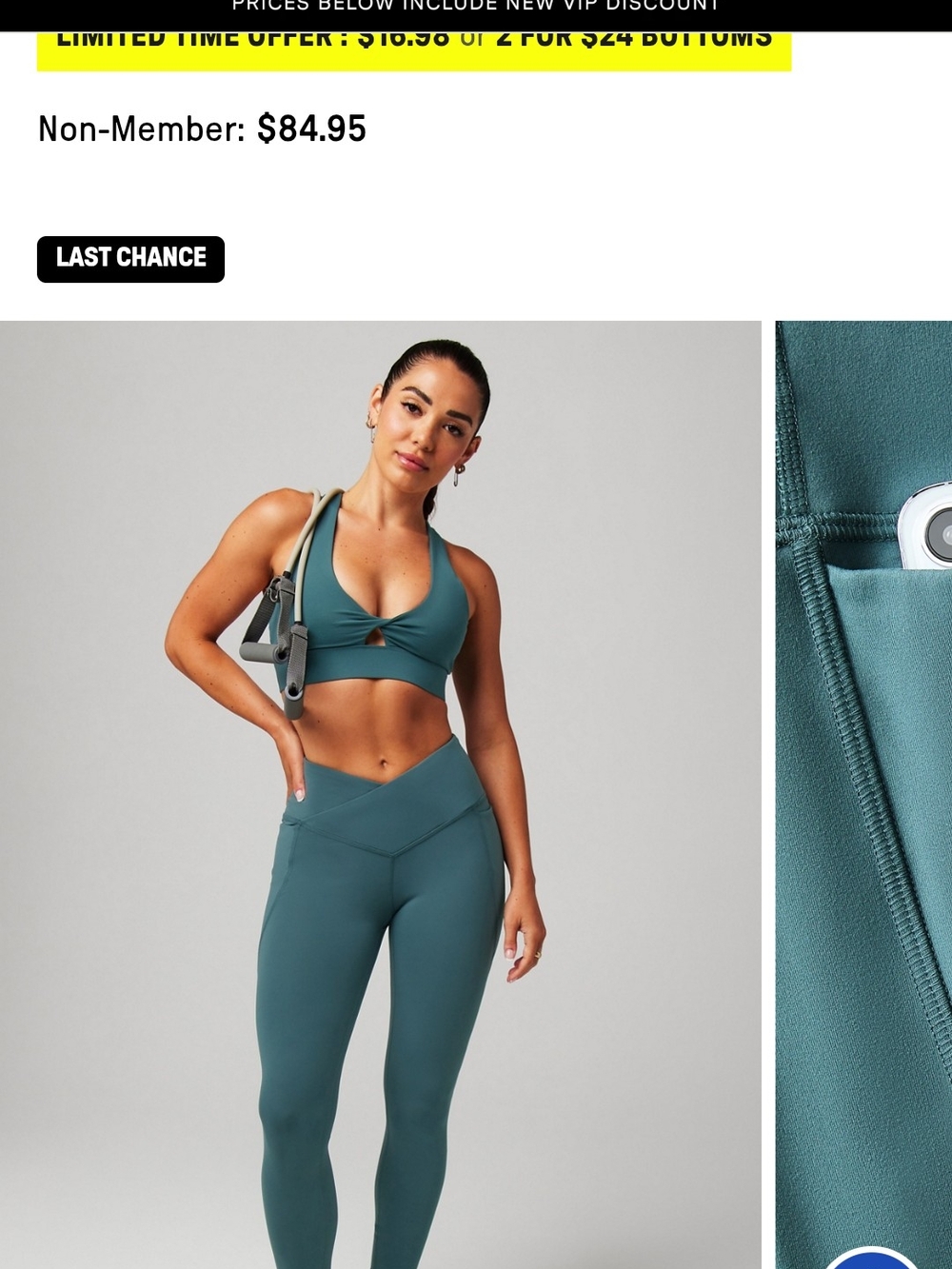 Fabletics Oasis PureLuxe HW Crossover 7/8 Legging & Sports Bra Set